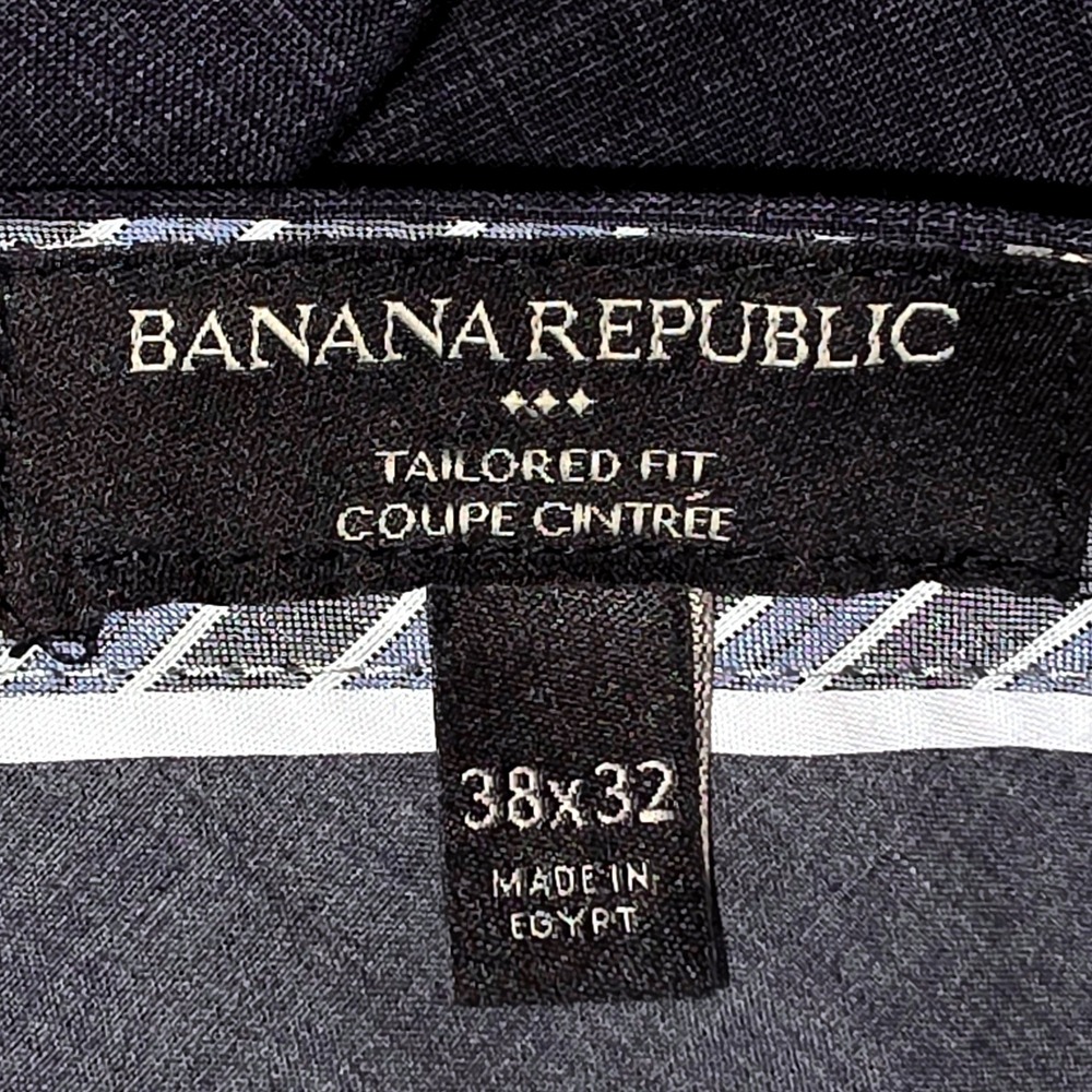 Banana Republic Tailored Fit Dress Pants Men's 38x31 Gray Blue Plaid Slacks Good - Picture 7 of 10
